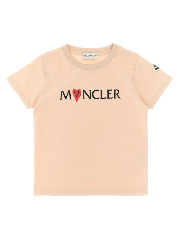 Moncler Enfant Logo-Print Cotton T-Shirt — Peach