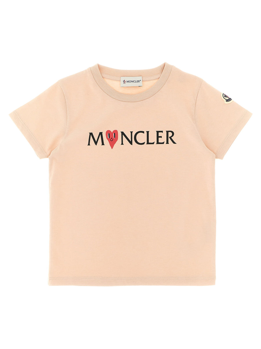 Moncler Enfant Logo-Print Cotton T-Shirt — Peach
