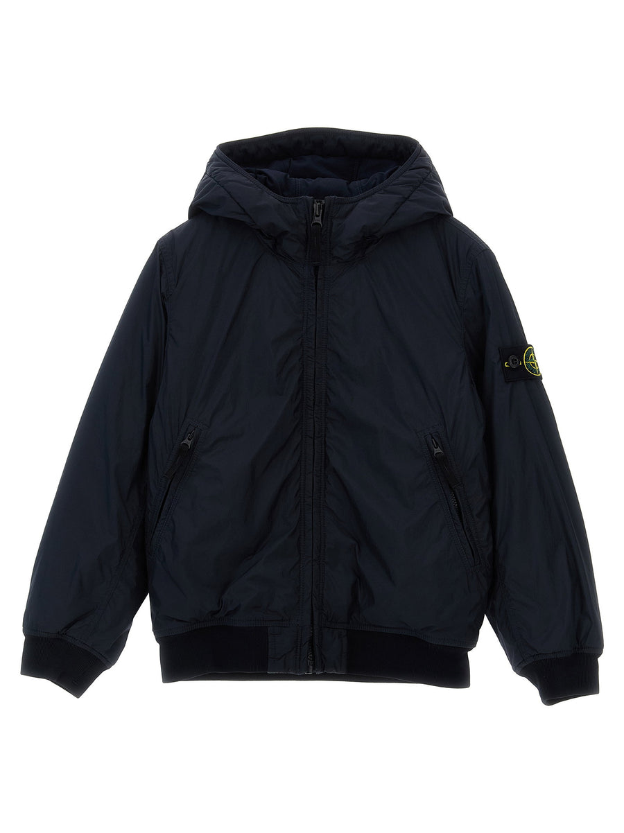 جاكيت Stone Island Junior مبطن بالريش معاد تدويره نايلون جاكيت — كحلي