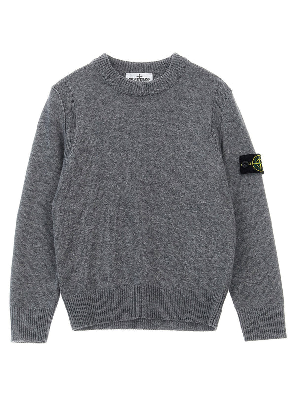 Stone Island Junior Wool-Blend Crew Neck Sweater — Grey