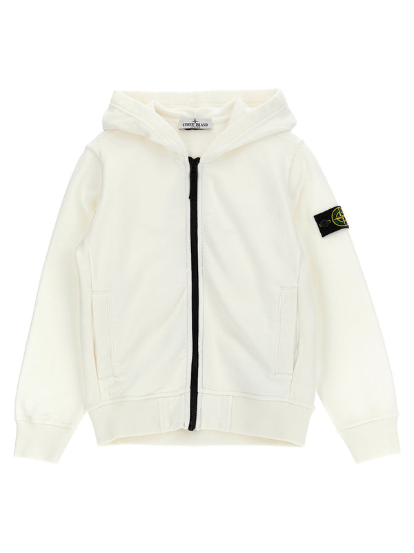 Stone Island Junior شعار بنطال رياضي مرقع قطن هودي — كنانة