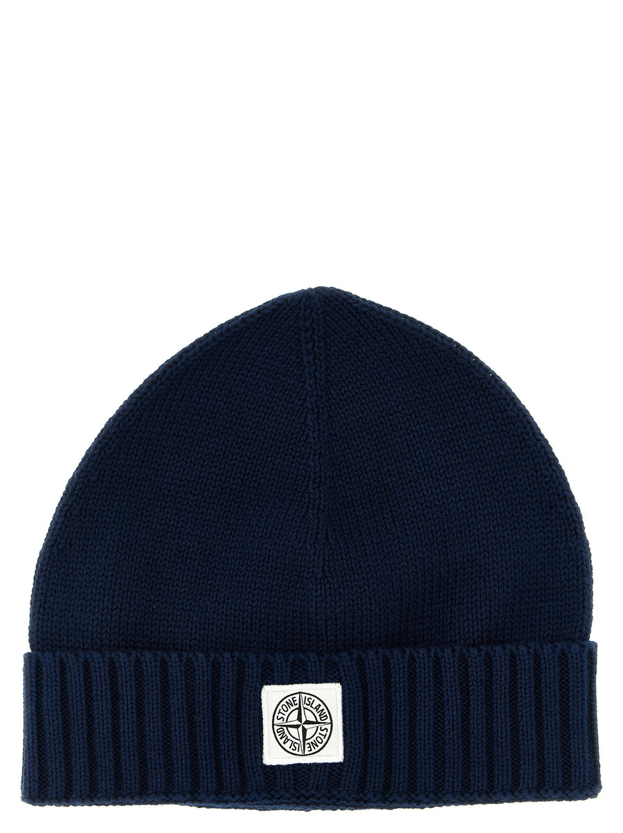 Stone Island Junior Logo Patch Beanie — Navy