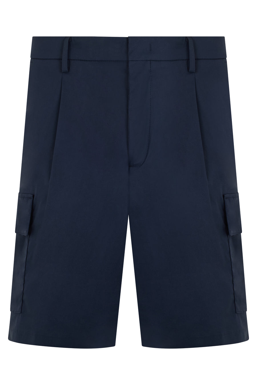 Bermuda Cargo Shorts Gabardine Blue Cotton
