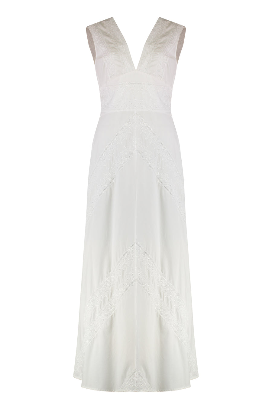 Cotton Dress With Lace Details White