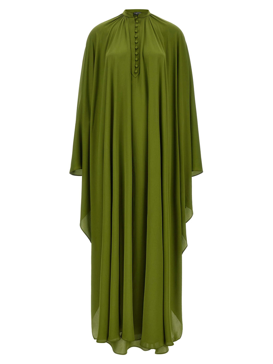 Tom Ford cape dress in olive green