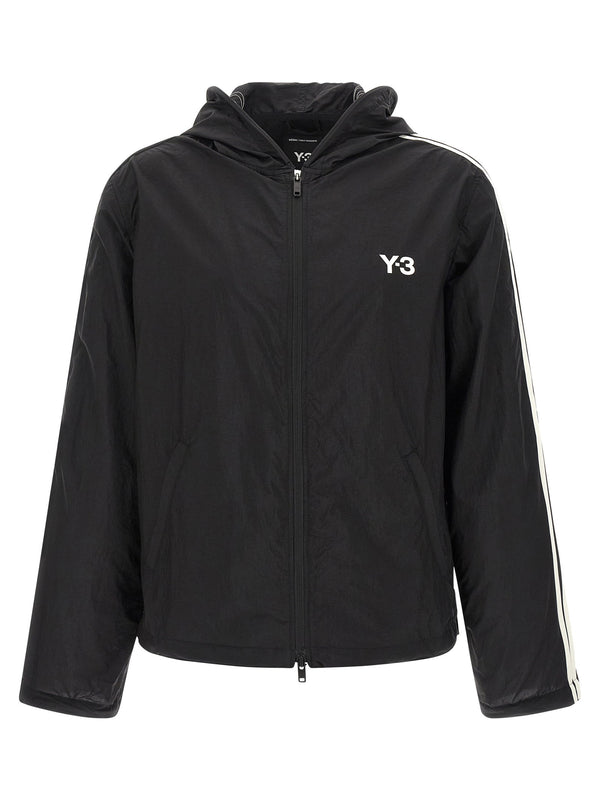 Y-3 تيك قماش شعار هودي — أسود