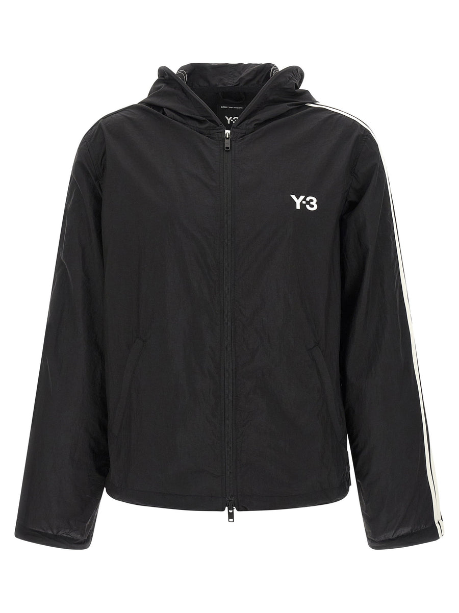 Y-3 تيك قماش شعار هودي — أسود