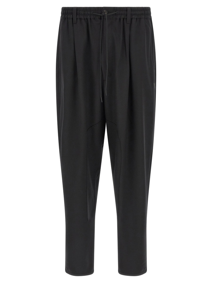 Y-3 Wide-Leg Wool Trousers — Black