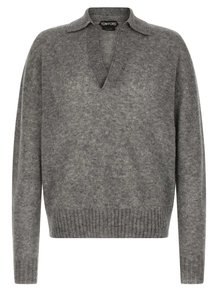 Tom Ford Cashmere and Silk Knit Polo Shirt — Charcoal