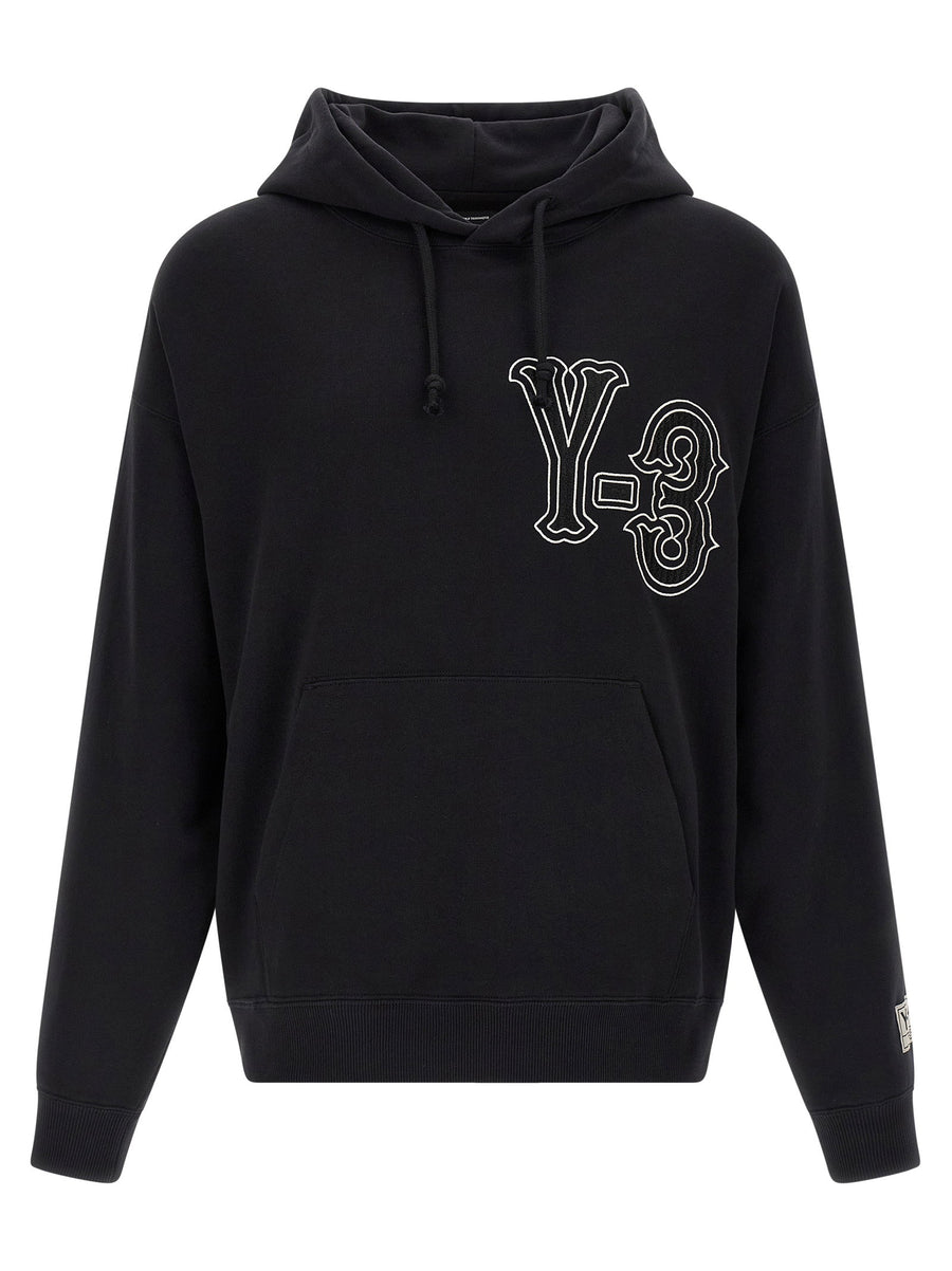 Y-3 Logo-Embroidered Hoodie — Black