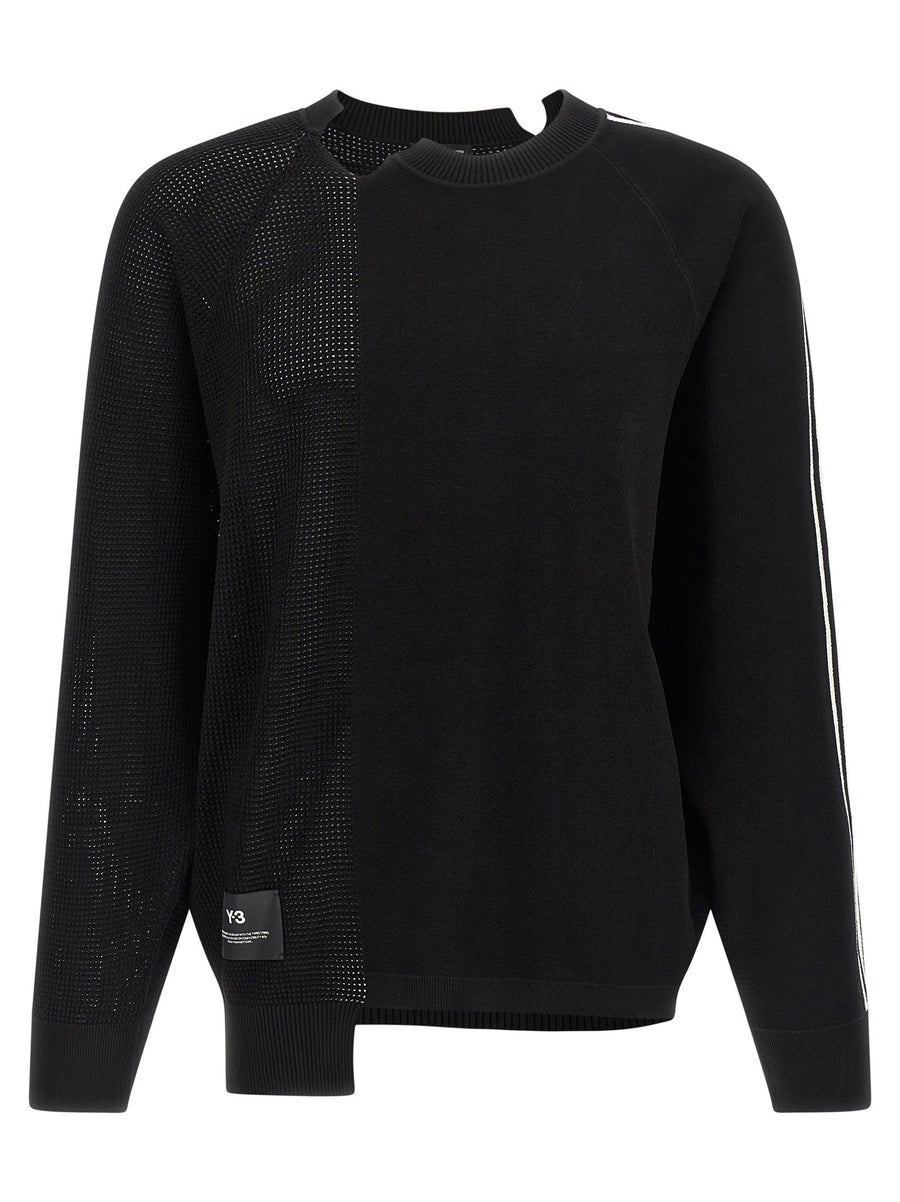 Y-3 Asymmetric Cotton Sweater — Black