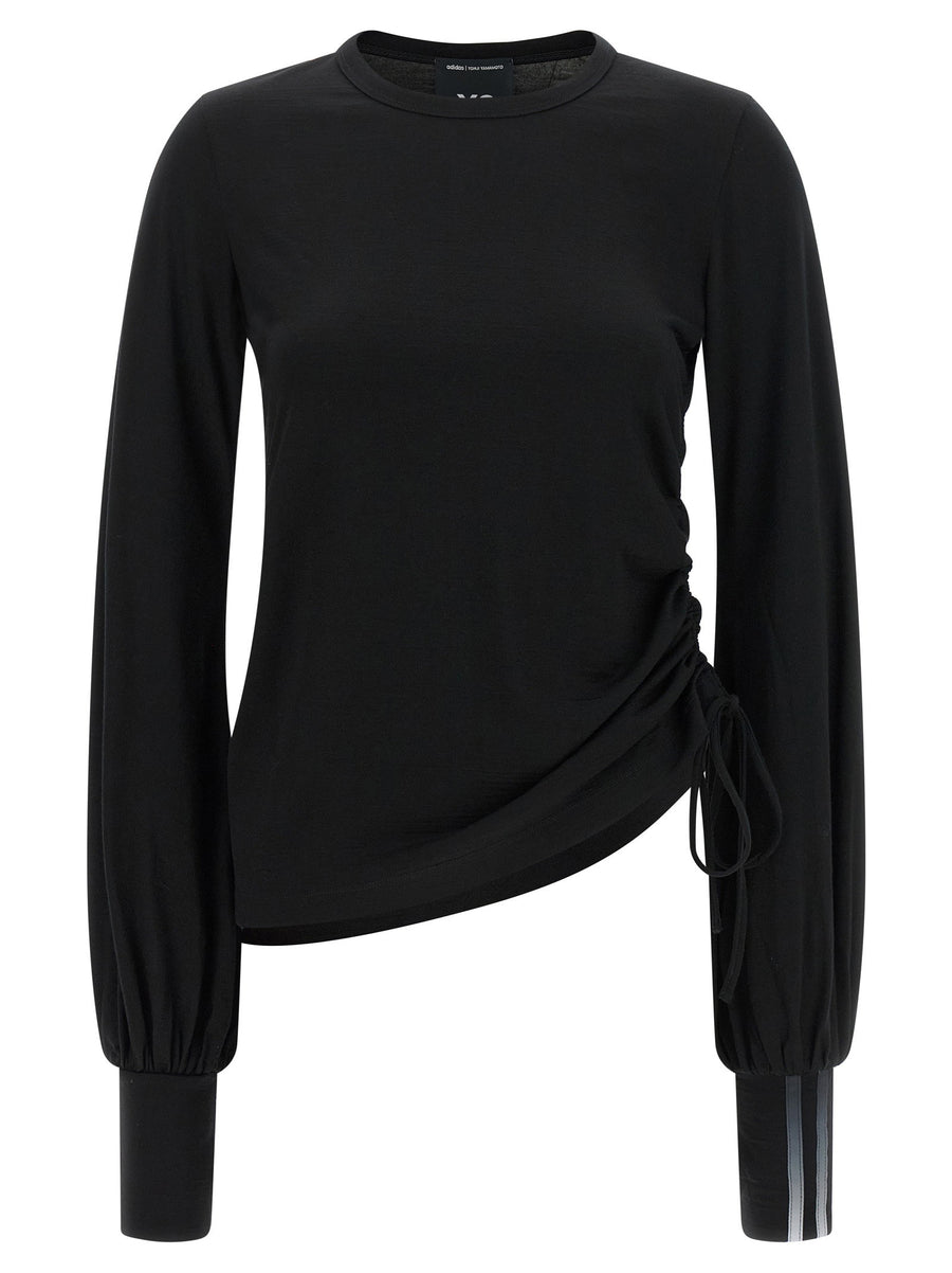 Y-3 Merino Wool Draped T-Shirt — Black