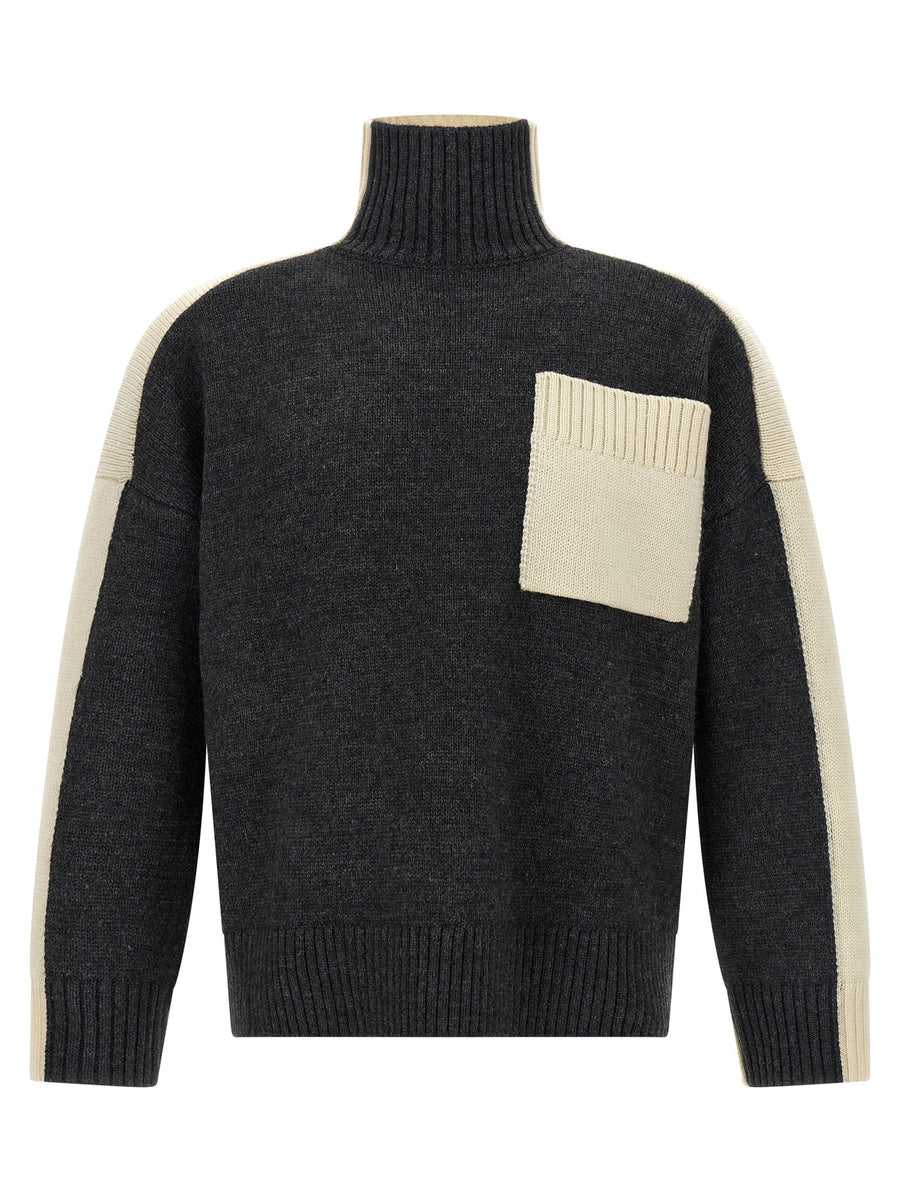J.w.anderson Two-Tone Wool Blend Sweater — Charcoal