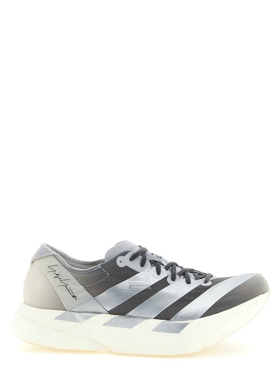 Y-3 Metallic Striped Mesh Sneakers — Gray