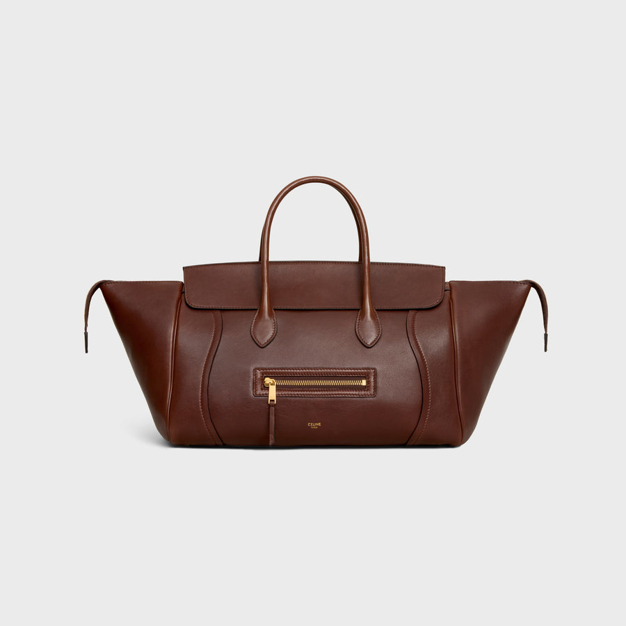 Celine Lambskin top handle bag in brown