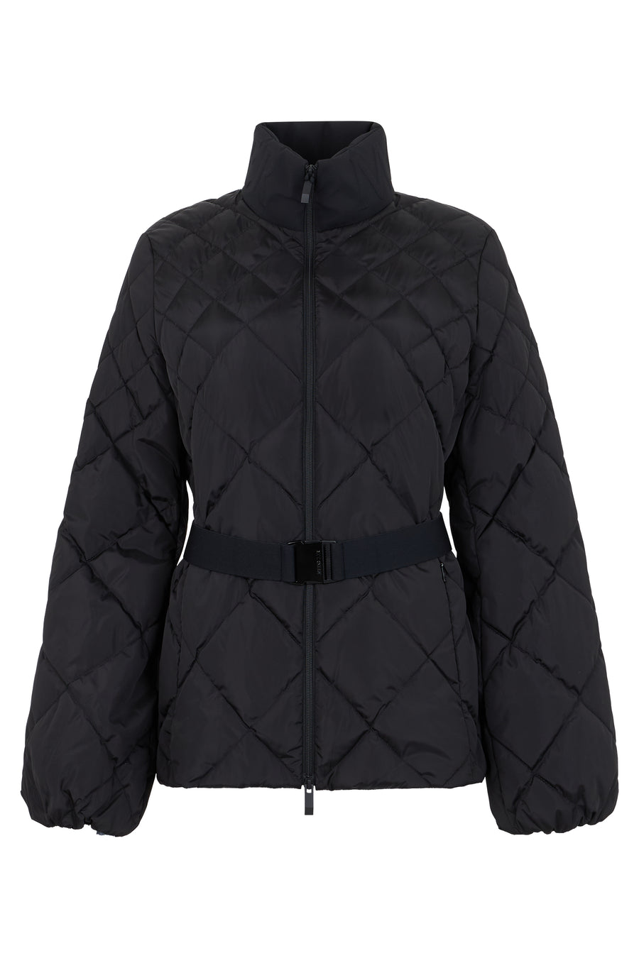 Quilted Belted Jacket Black Polyamide Puffer
