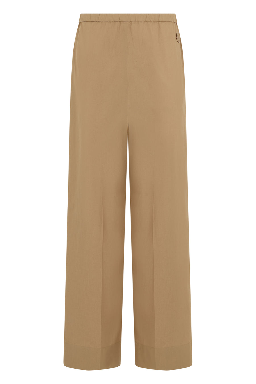Wide-Leg Cotton Trousers Beige