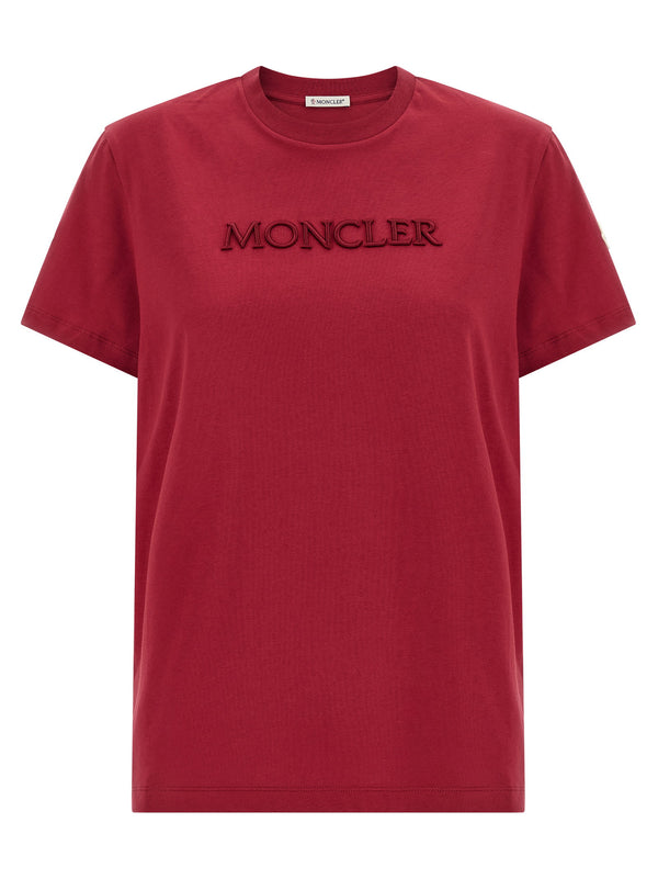 تيشيرت Moncler شعار مطرز بتصميم قطن قميص — أحمر قرمزي