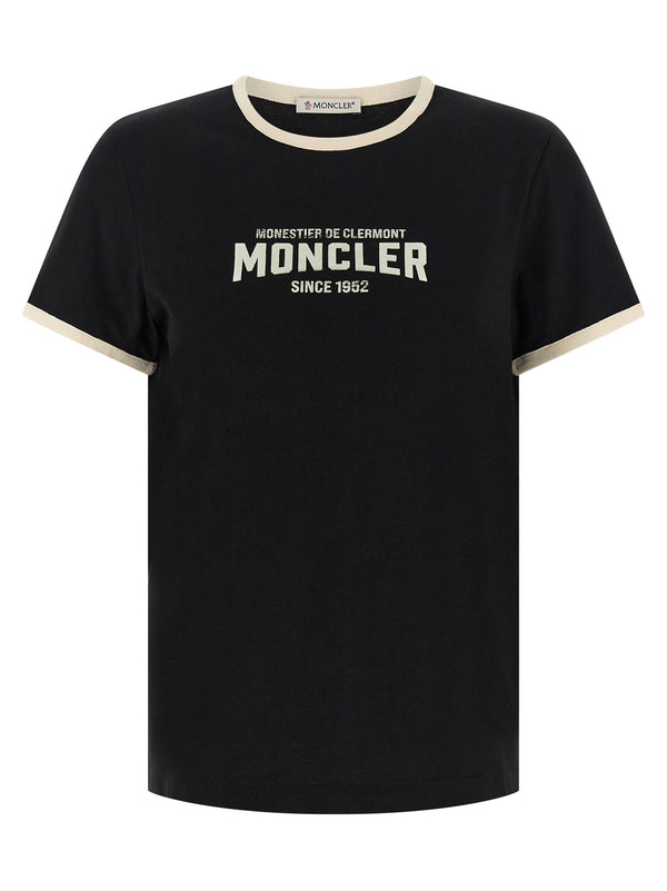 تيشيرت Moncler بتصميم مخملي بارز شعار قميص — أسود