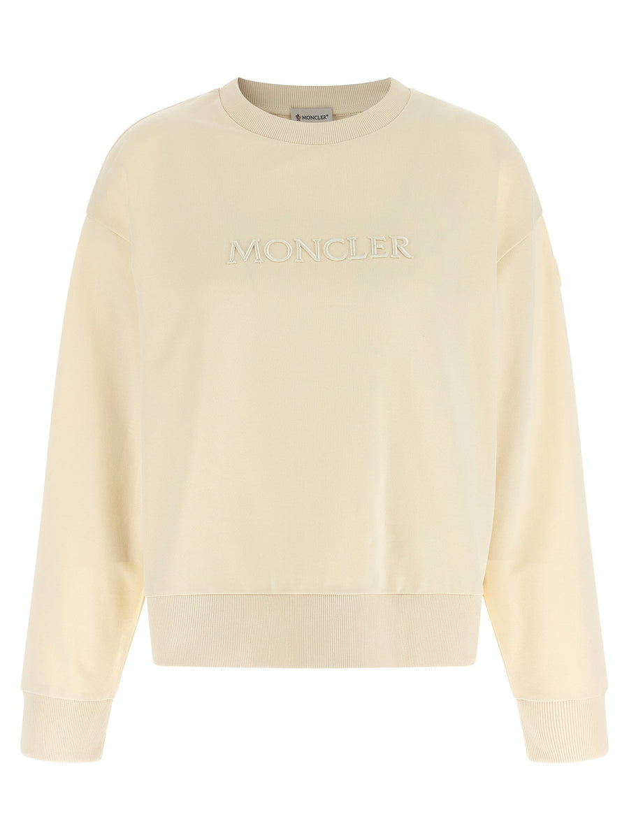 Moncler Logo-Embroidered Sweatshirt — Cream