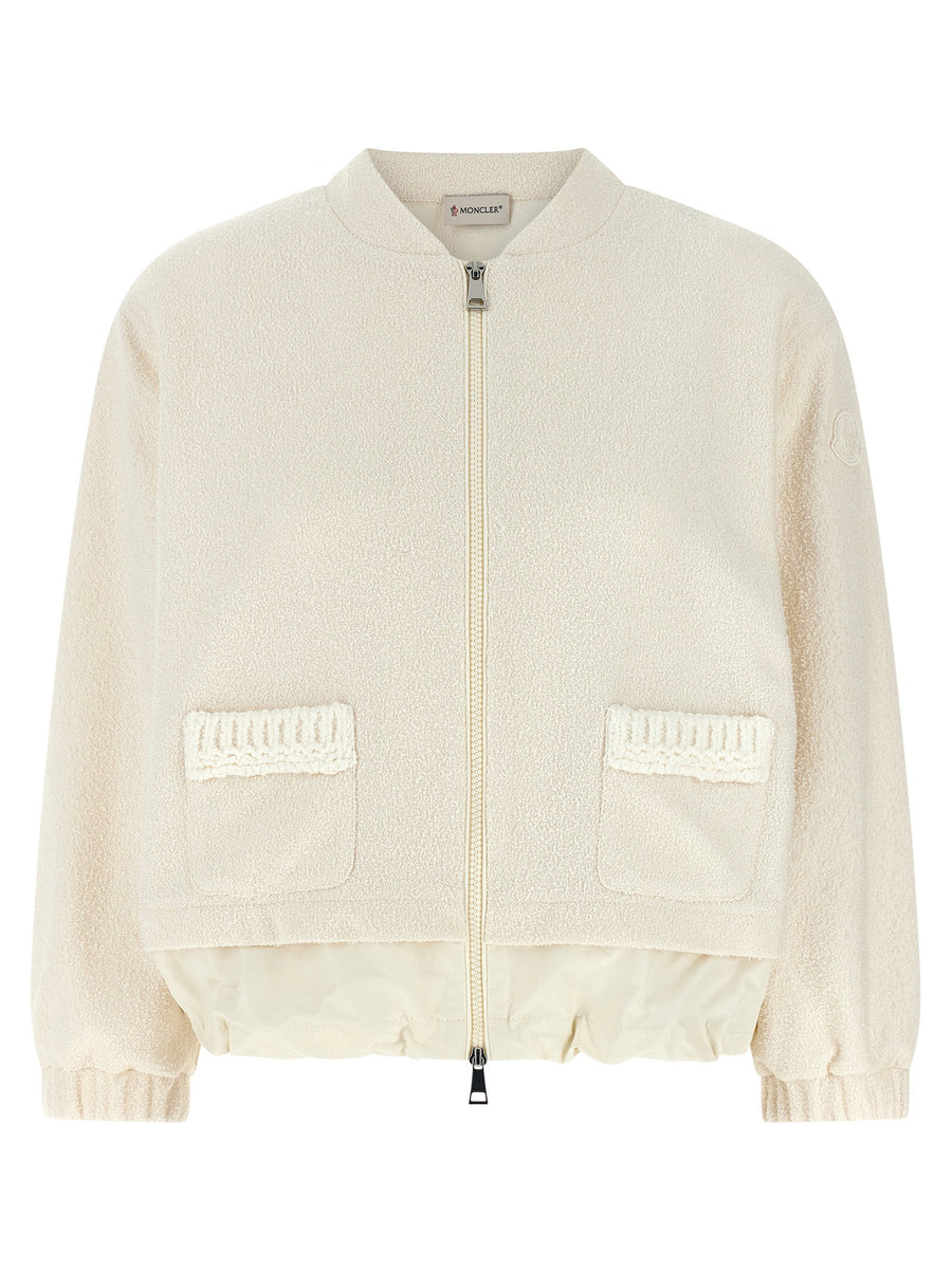 Moncler Bouclé Cardigan — Cream