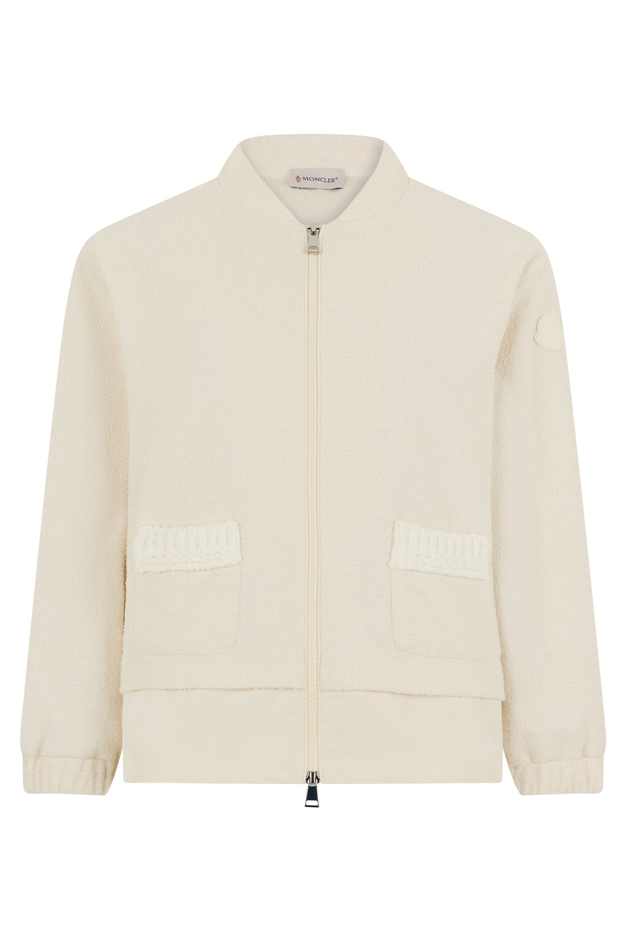 Cardigan With Zip Cotton-Blend Cream Cardigans