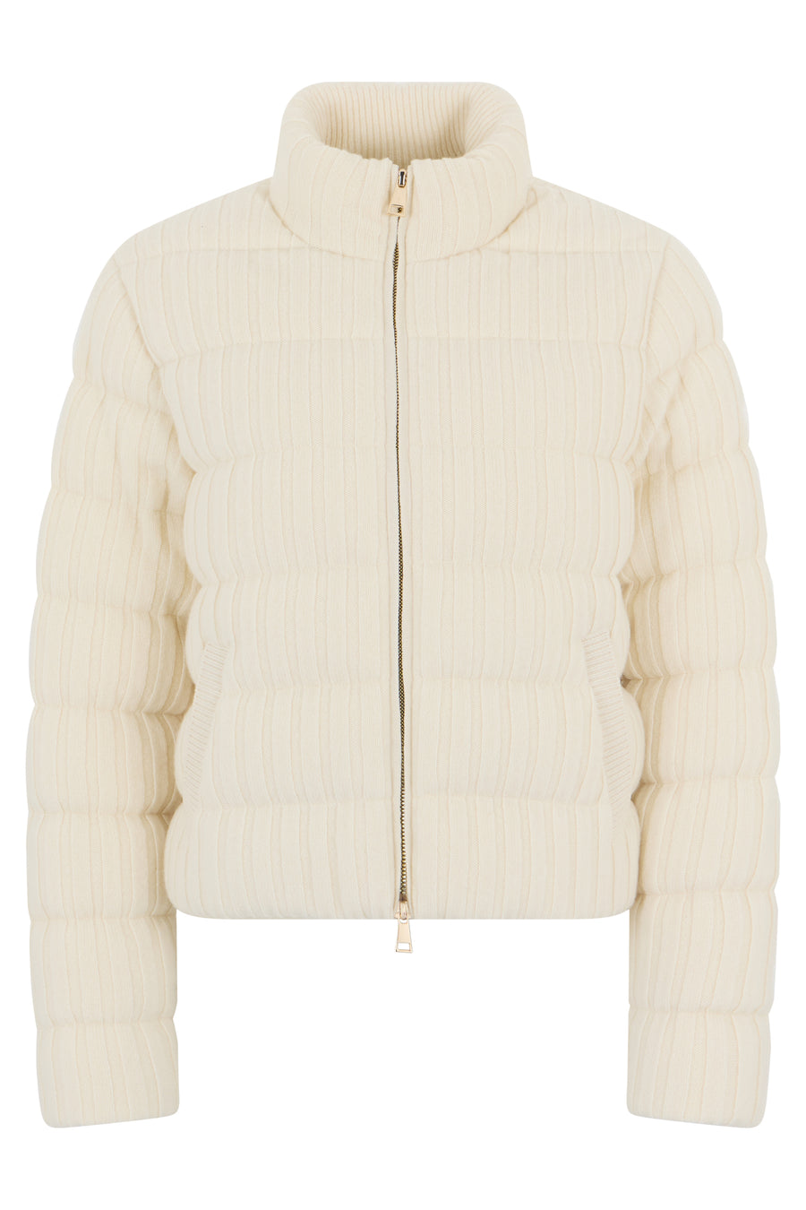 Down Jacket Wool And Cashmere Ecru Virgin Puffer