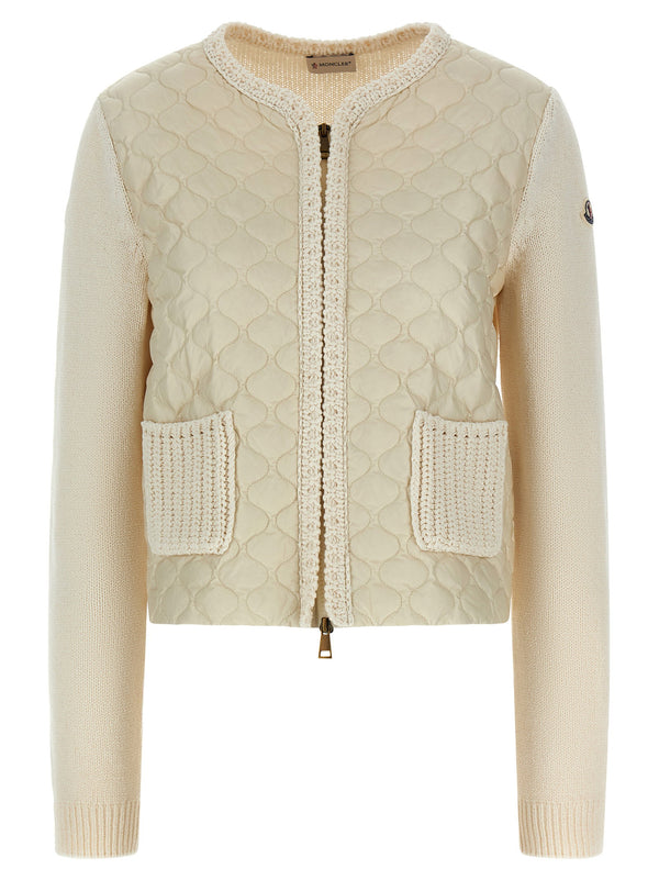 Moncler Quilted Padded Cardigan — Cream