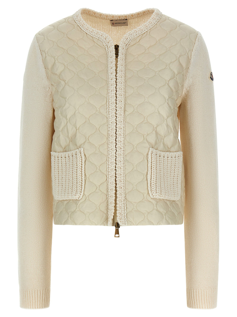 Moncler Quilted Padded Cardigan — Cream