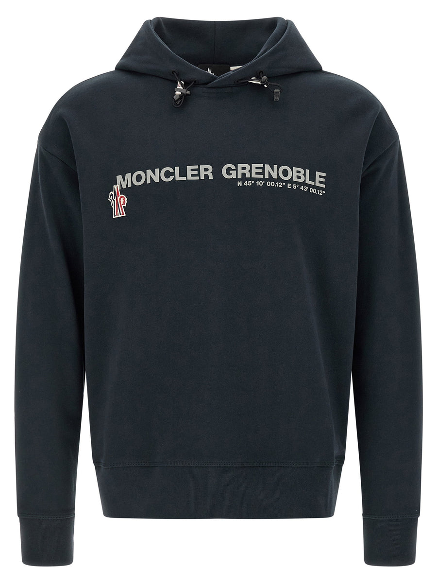 Moncler Grenoble Logo-Print Cotton Jersey Hoodie — Navy