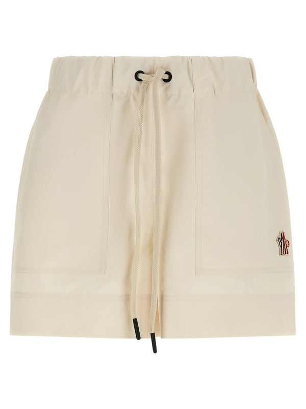 Moncler Grenoble Water-Repellent Technical Froissé Shorts — Cream