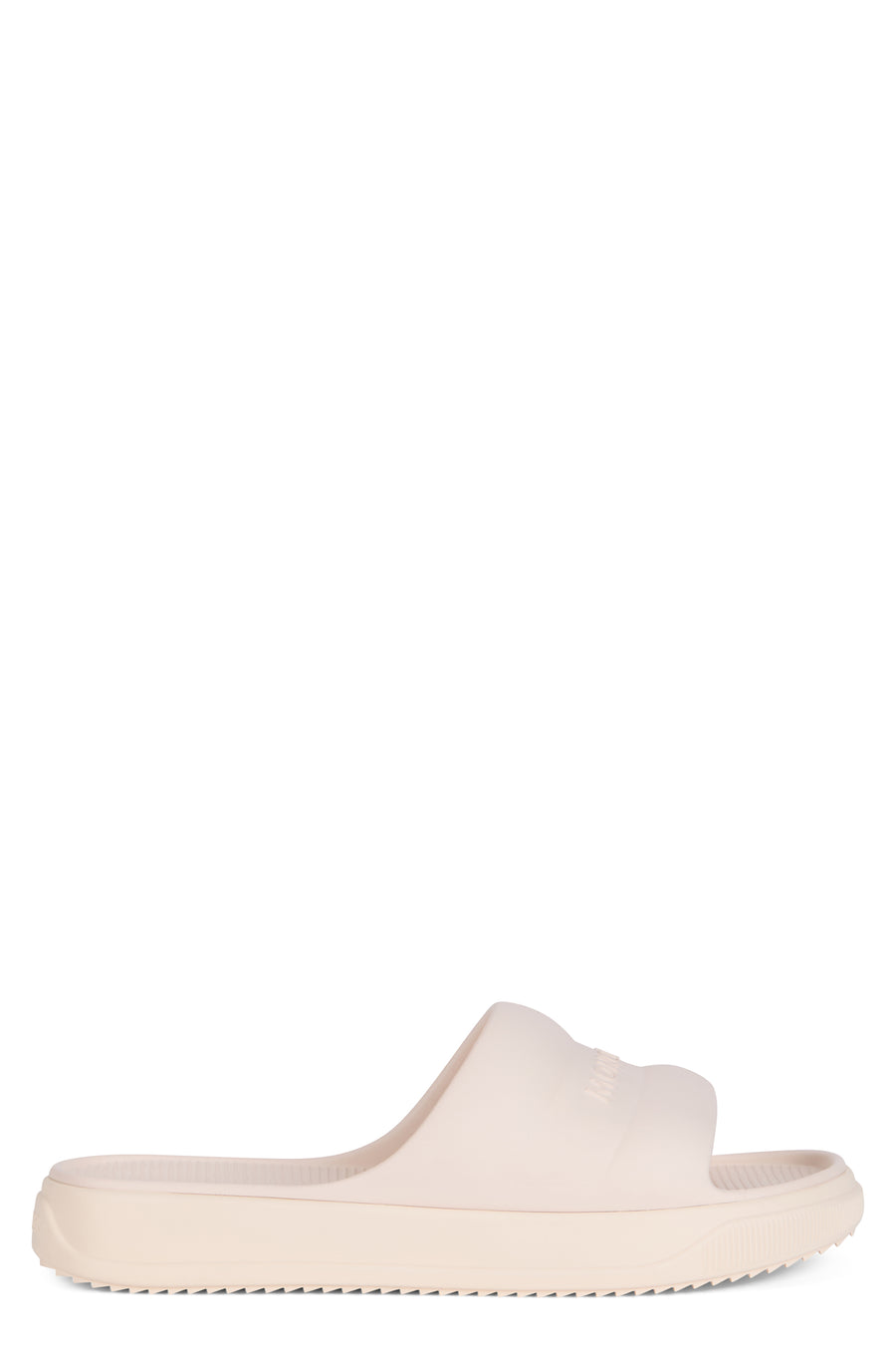 Slippers With Embossed Logo, Beige Polyvinyl Sandal