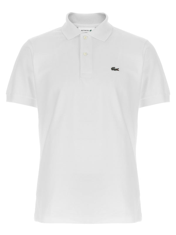 قميص بولو Lacoste شعار رقعة قطن بيكيه قميص — أبيض