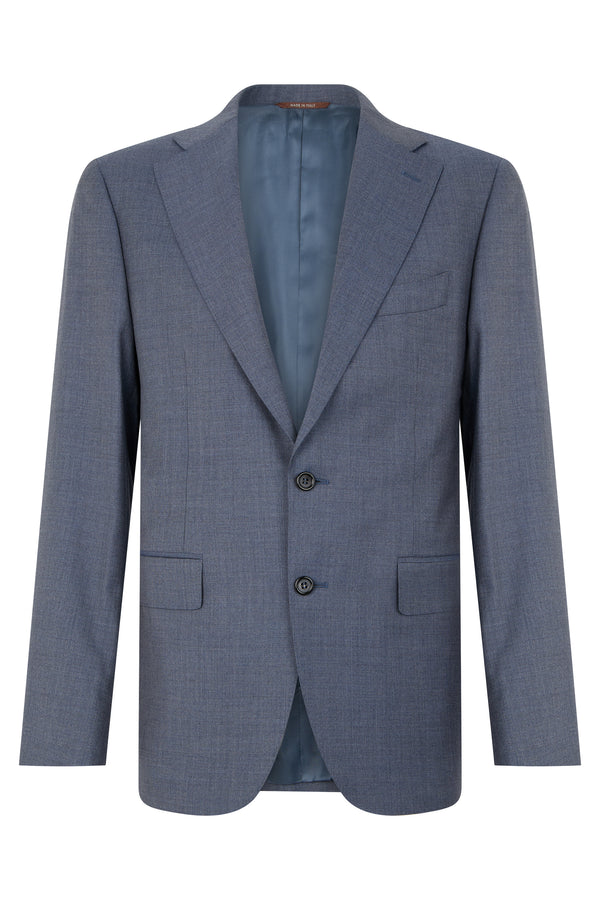 Single-Breasted Jacket Dusty Blue Wool Suit & Dinner