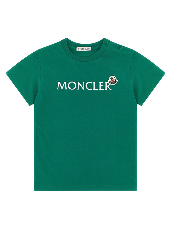 Moncler Enfant Logo-Printed Cotton T-Shirt — Green