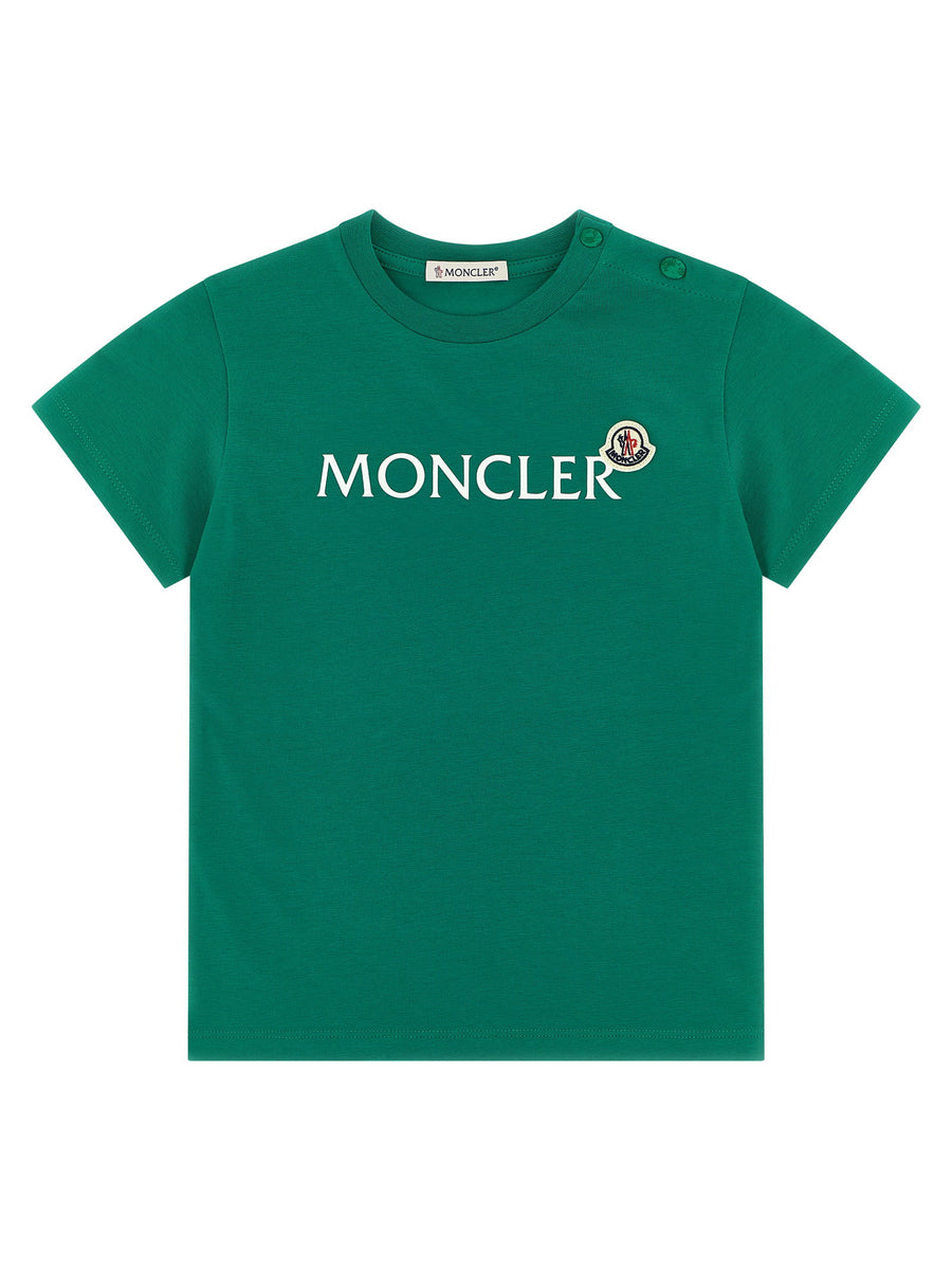 Moncler Enfant Logo-Printed Cotton T-Shirt — Green