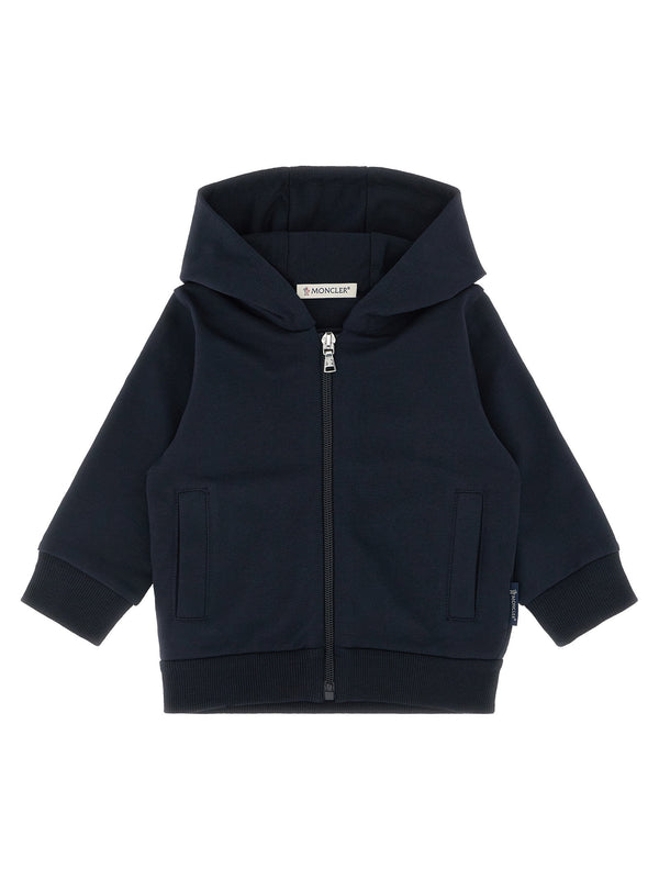 جاكيت Moncler Enfant مبطّن بسحاب من قطن هودي — كحلي
