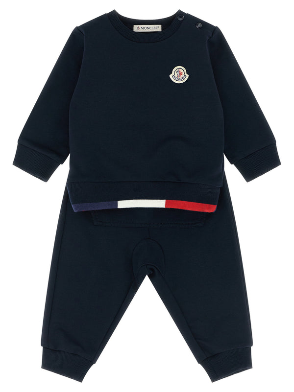 Moncler Enfant سويت شيرت بتصميم ثلاثي الألوان من زخرفة شعار — كحلي
