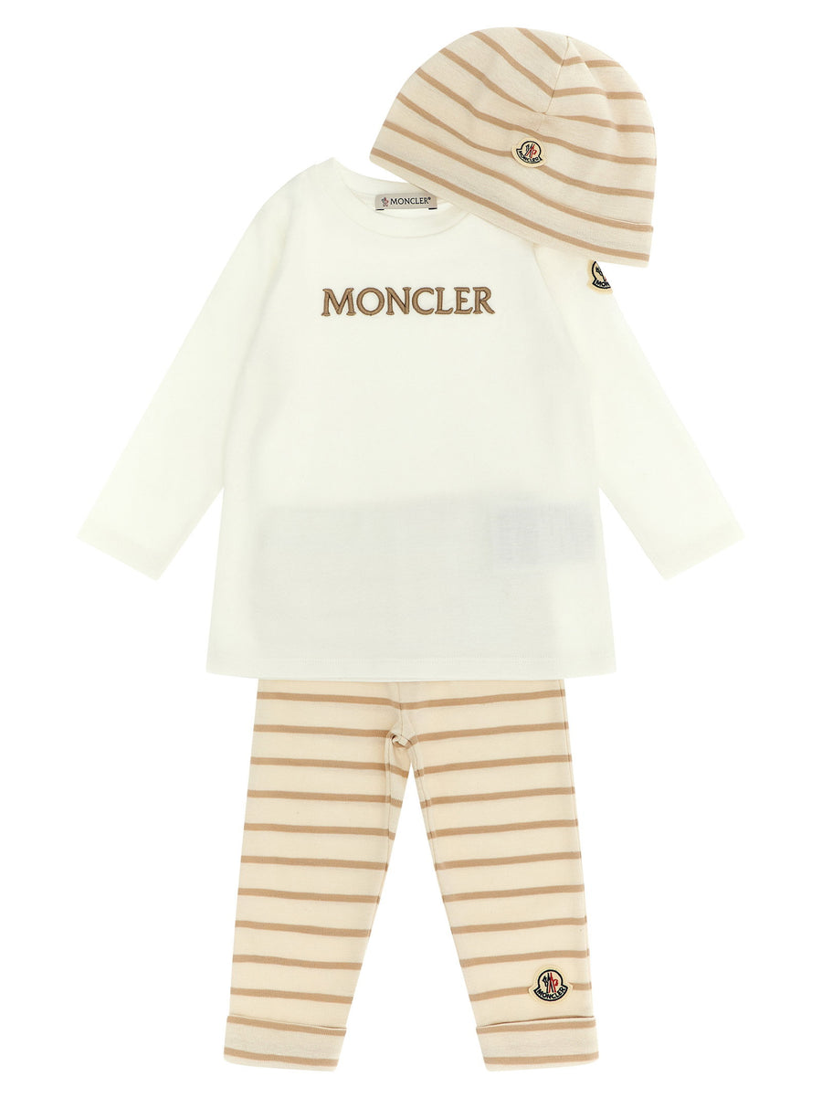 Moncler Enfant Logo-Embroidered Cotton T-shirt — Cream