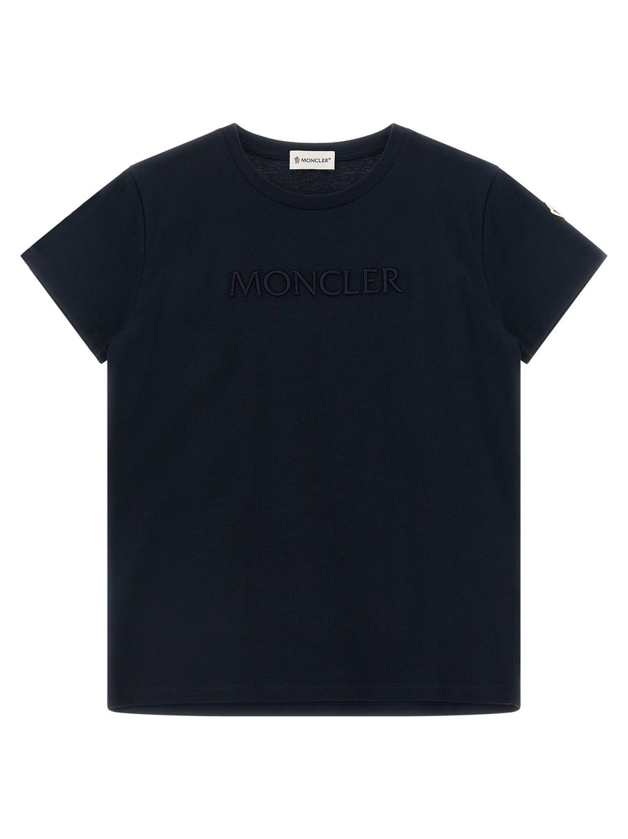 Moncler Enfant Logo-Embroidered T-Shirt — Navy