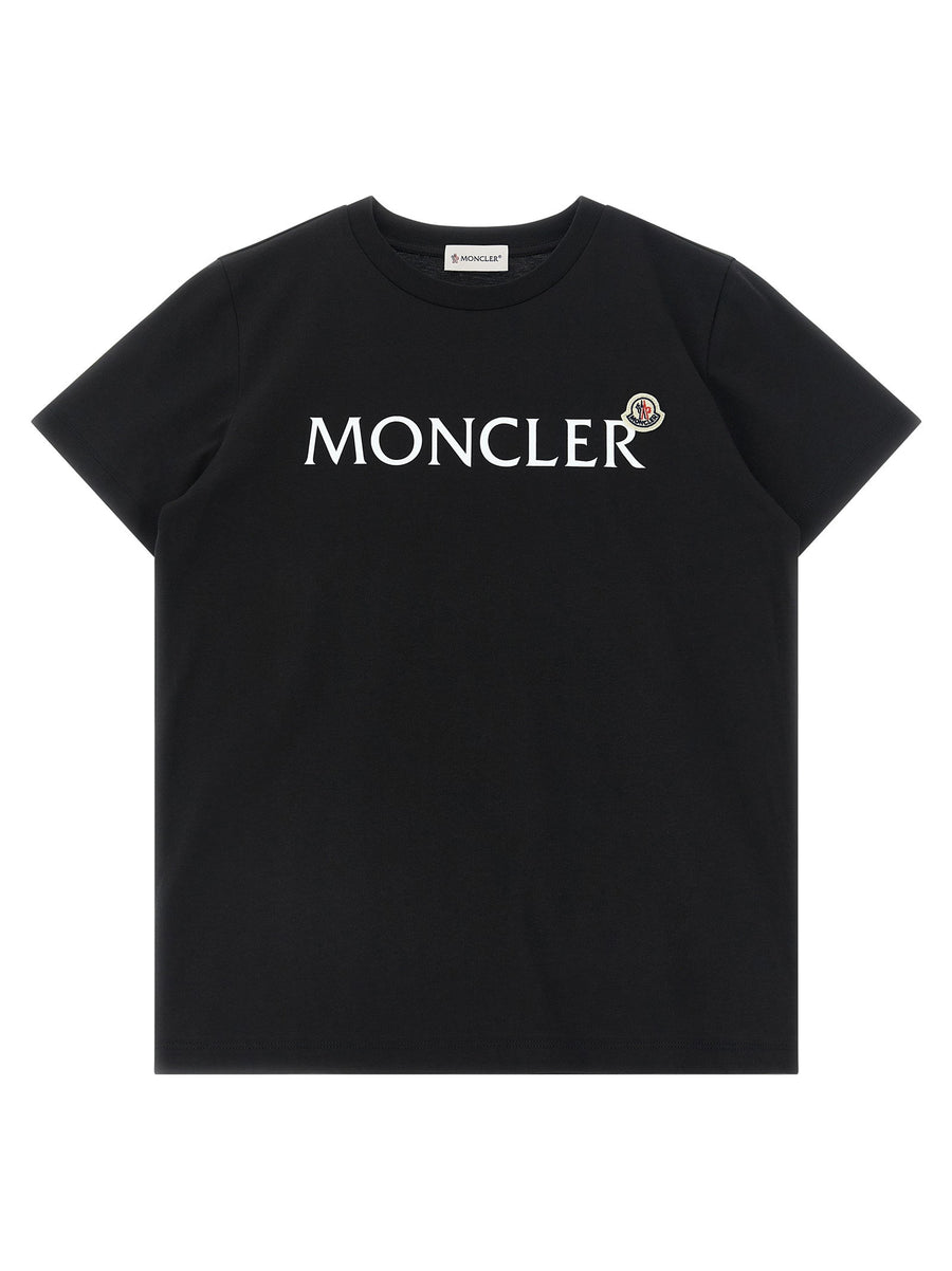 Moncler Enfant Logo-Print Cotton T-Shirt — Black