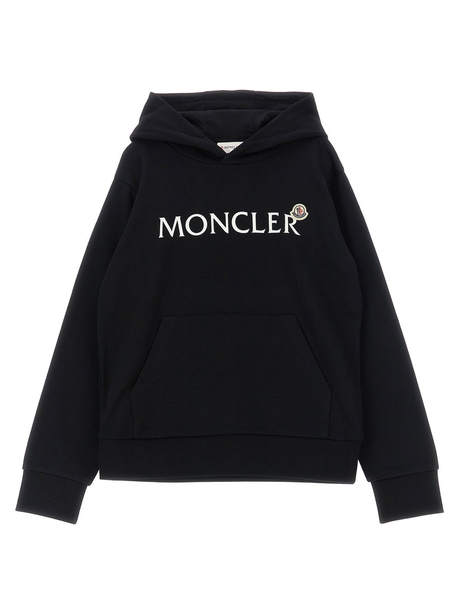Moncler Enfant Logo-Print Cotton Jersey Hoodie — Black