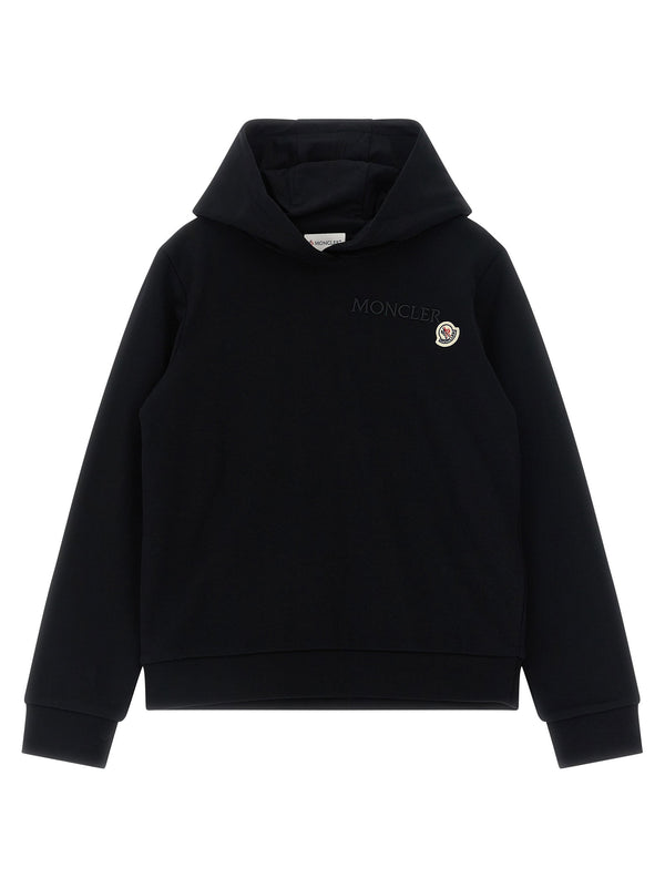 Moncler Enfant شعار المطرزة قطن هودي — أسود