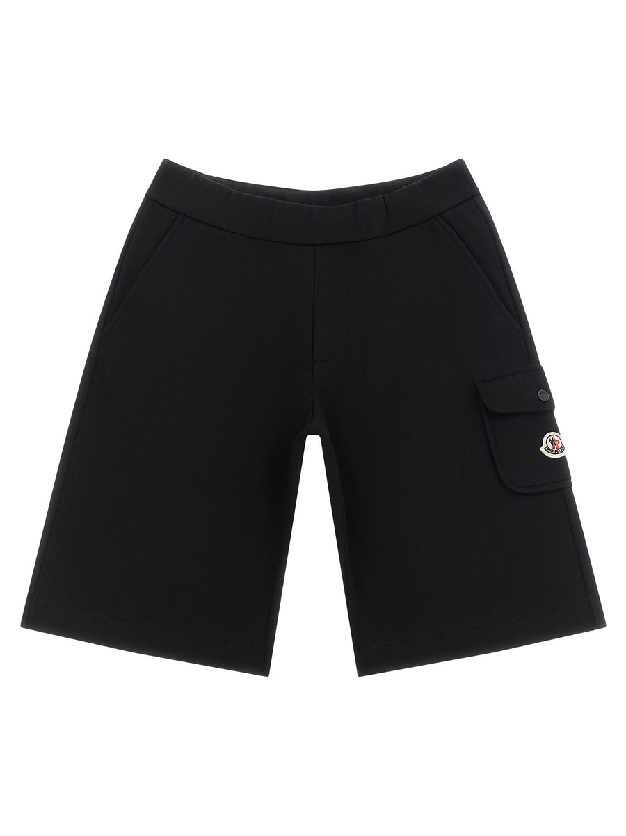 Moncler Enfant Cargo Bermuda Shorts — Black