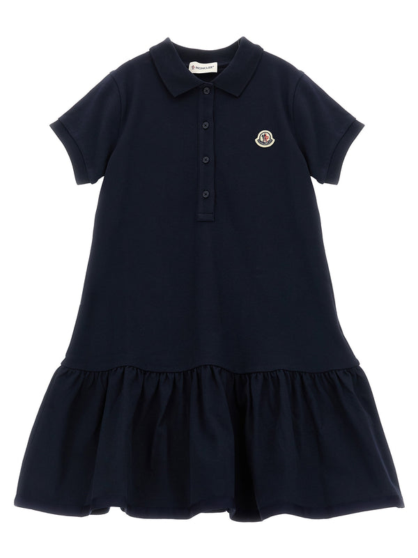 Moncler Enfant مطاطي قطن قميص بولو بيكيه فستان — كحلي