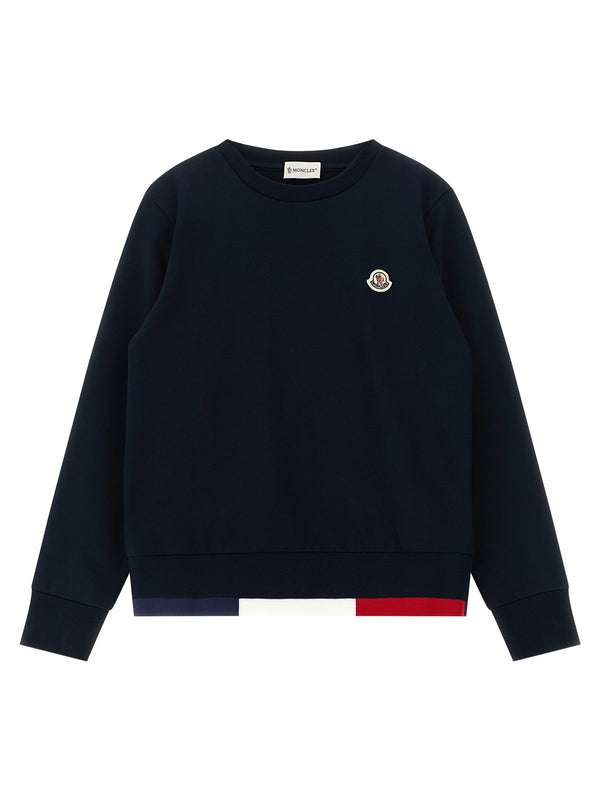 سويتشيرت Moncler Enfant بتصميم ثلاثي الألوان عند الحافة - كحلي