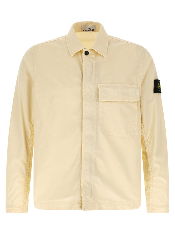 قمصانجاكيتStone Island مطاطي قطن تويل بلون كريمي