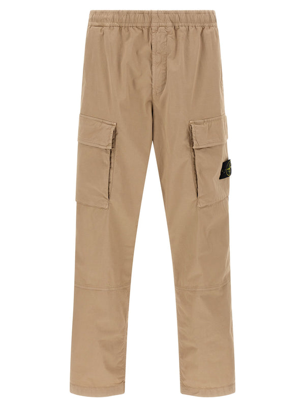 Stone Island Organic cotton twill with stretch cargo pants in beige