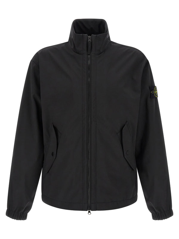 Stone Island Stretch polyester canvas with textured polyester jersey and breathable water-resistant membrane jacket in black