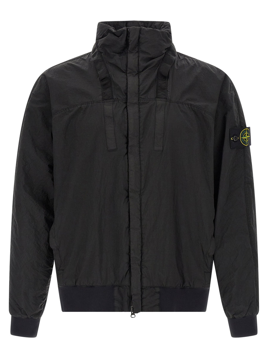 Stone Island Water-Repellent Metal Nylon Jacket — Black